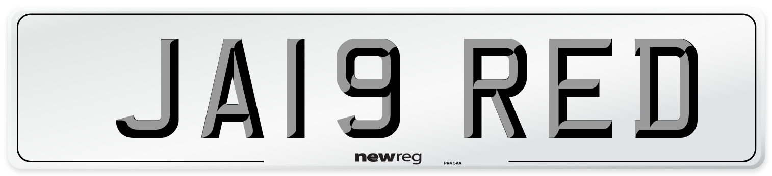 JA19 RED Number Plate from New Reg